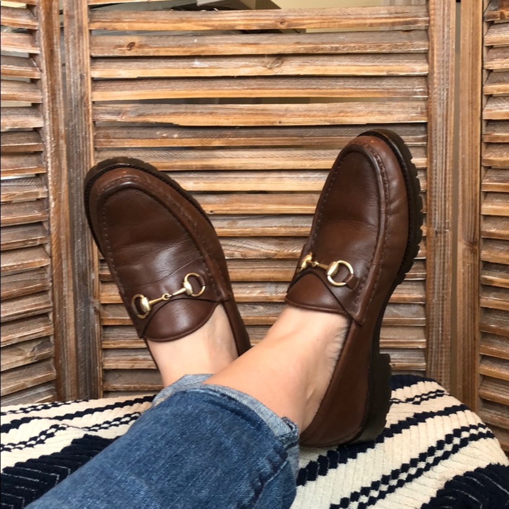 Gucci Brown Horsebit Loafers